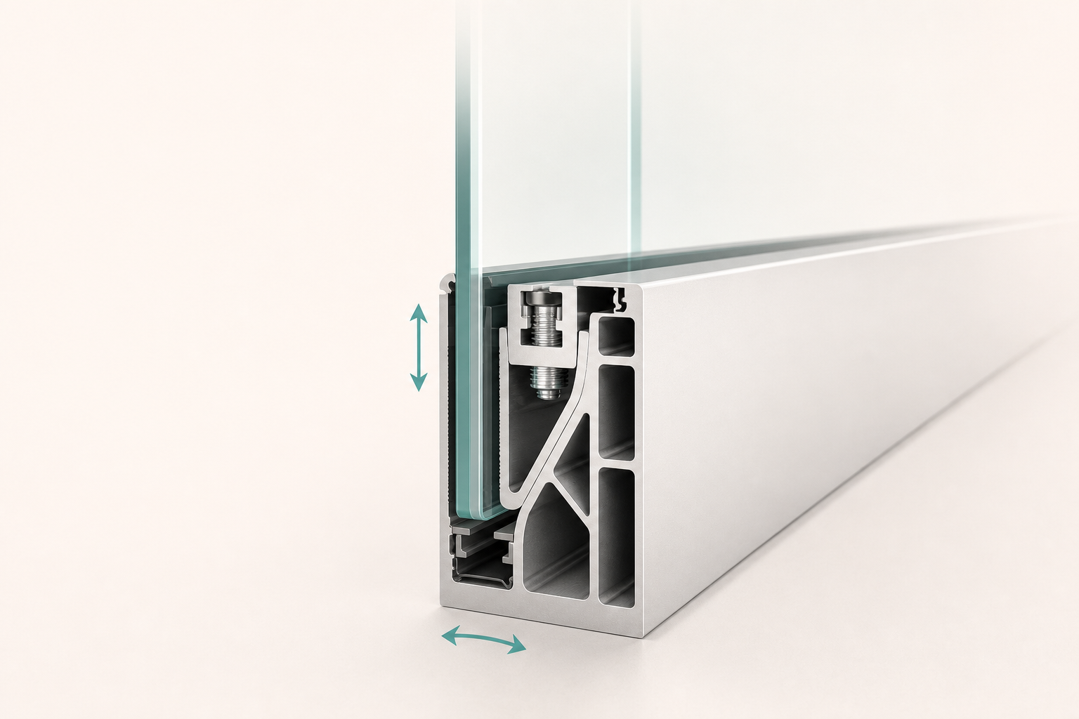 Adjustable glass railing base shoe with vertical and lateral alignment